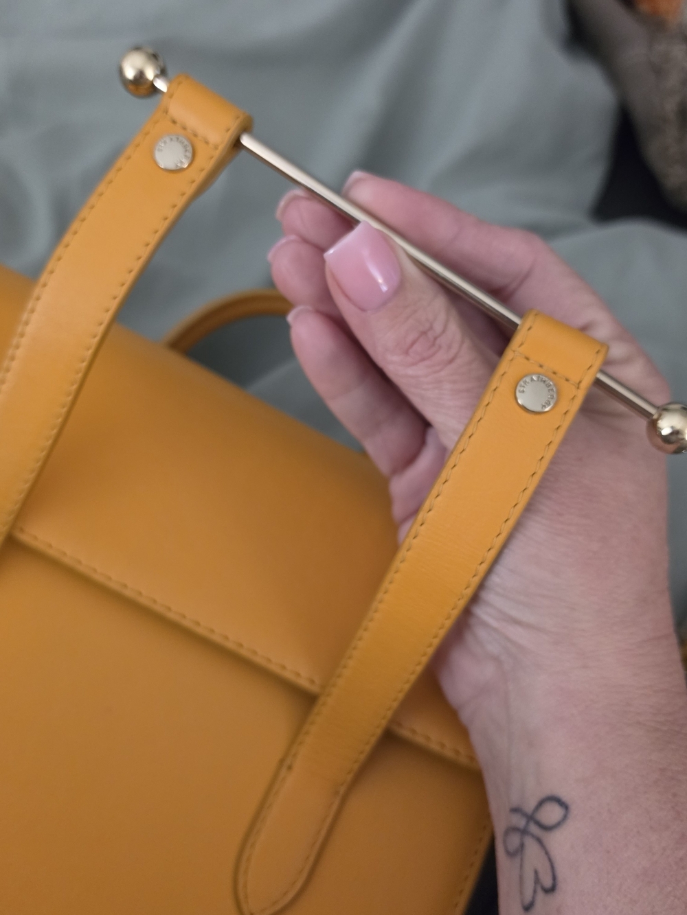 Strathberry Yellow Leather Mini Tote Bag - Picture 3 of 10